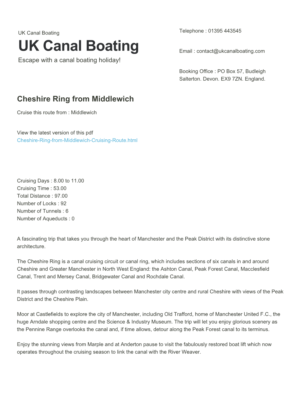 Cheshire Ring from Middlewich | UK Canal Boating