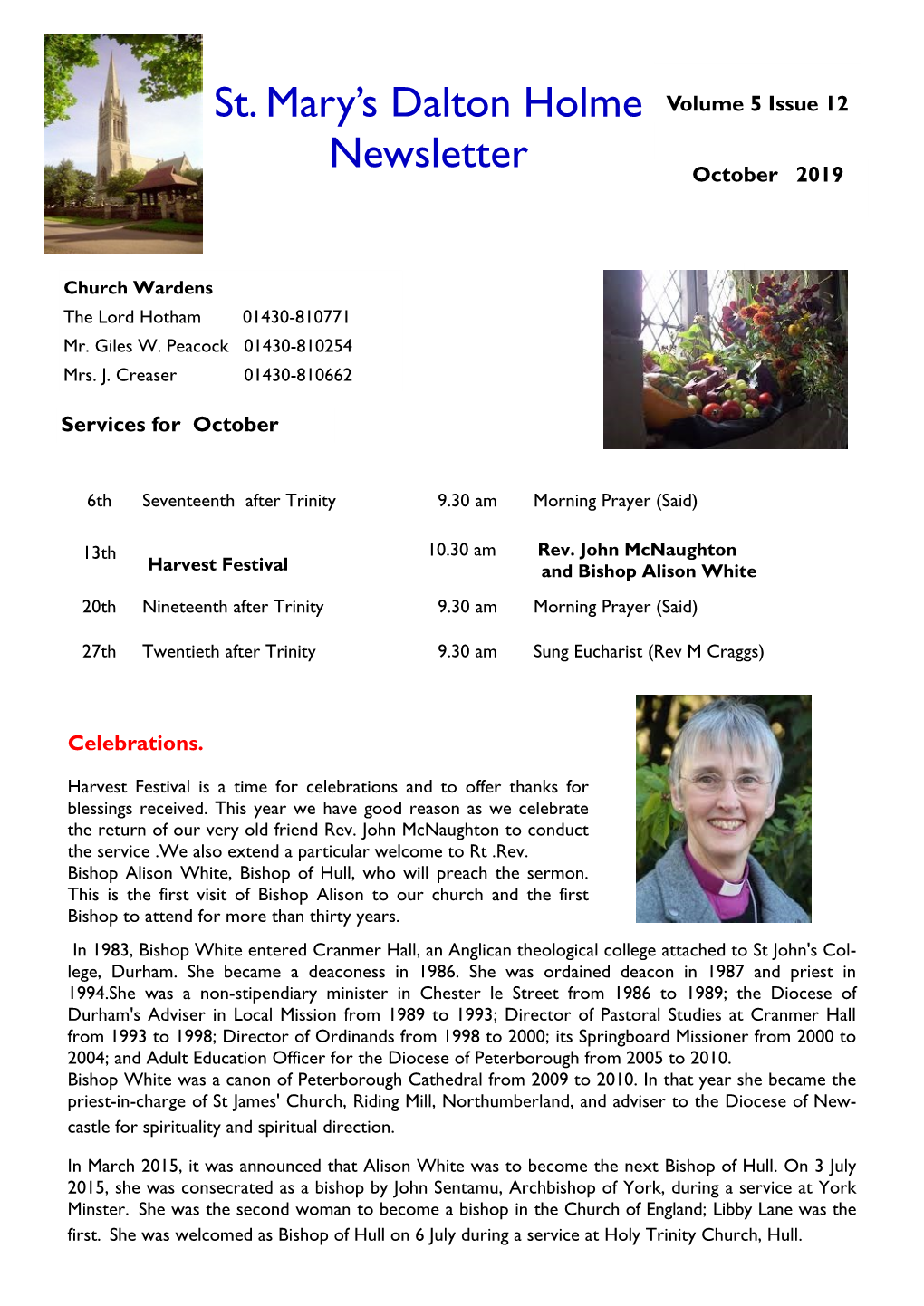 St. Mary's Dalton Holme Newsletter