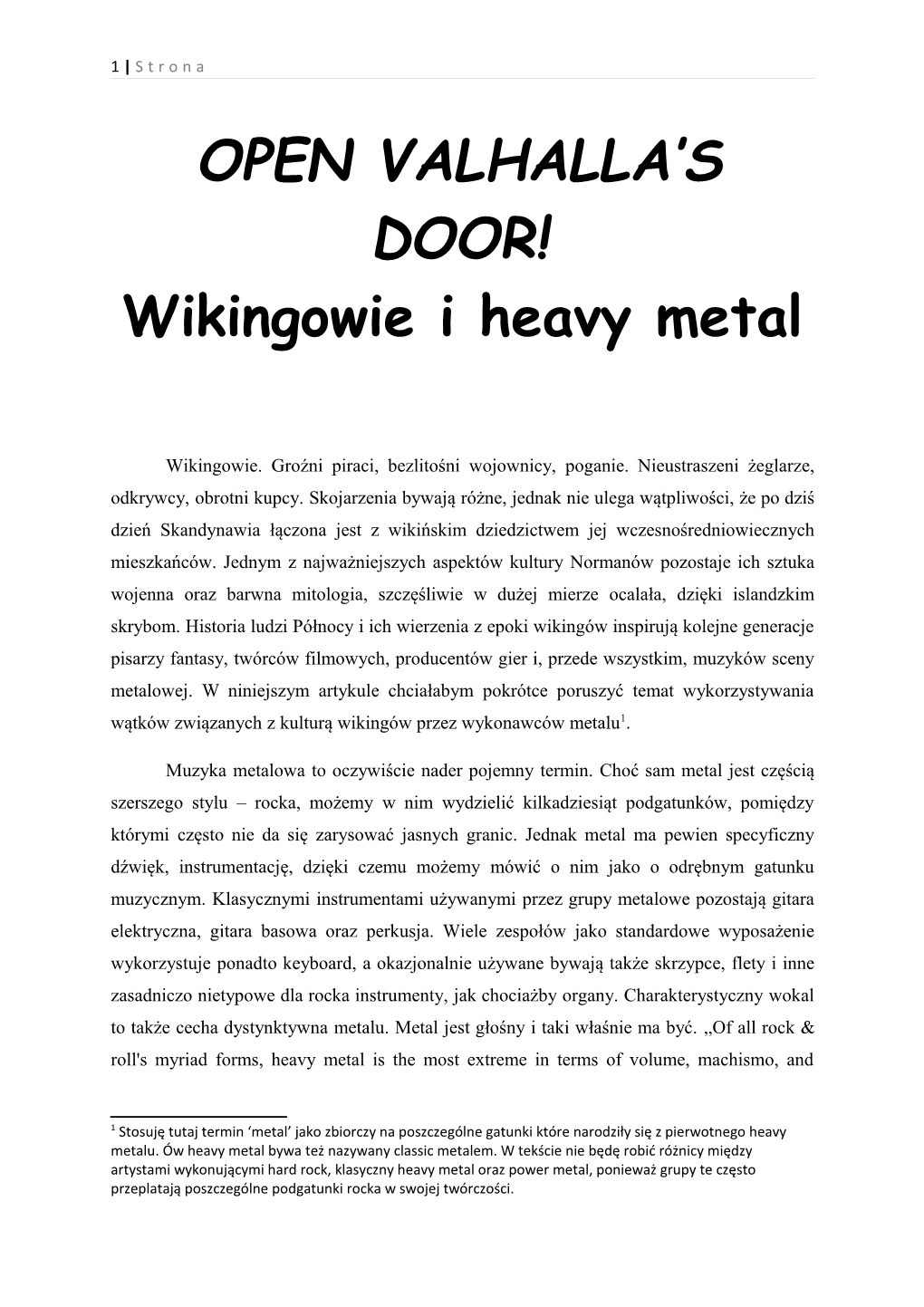 Open Valhalla's Door! Wikingowie I Heavy Metal