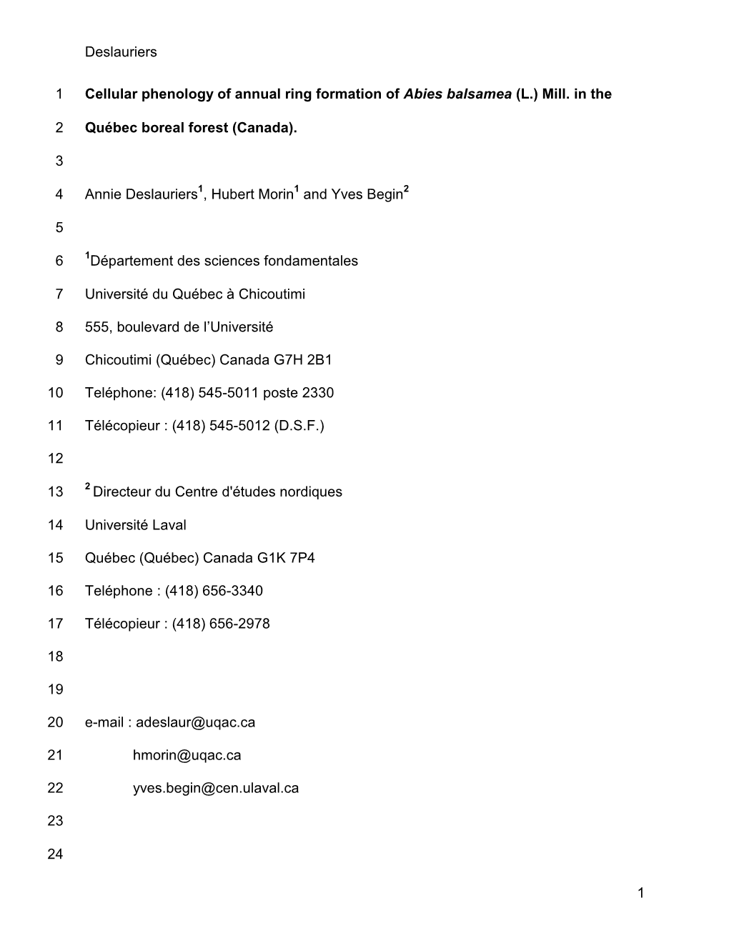 Deslauriers 1 Cellular Phenology of Annual Ring