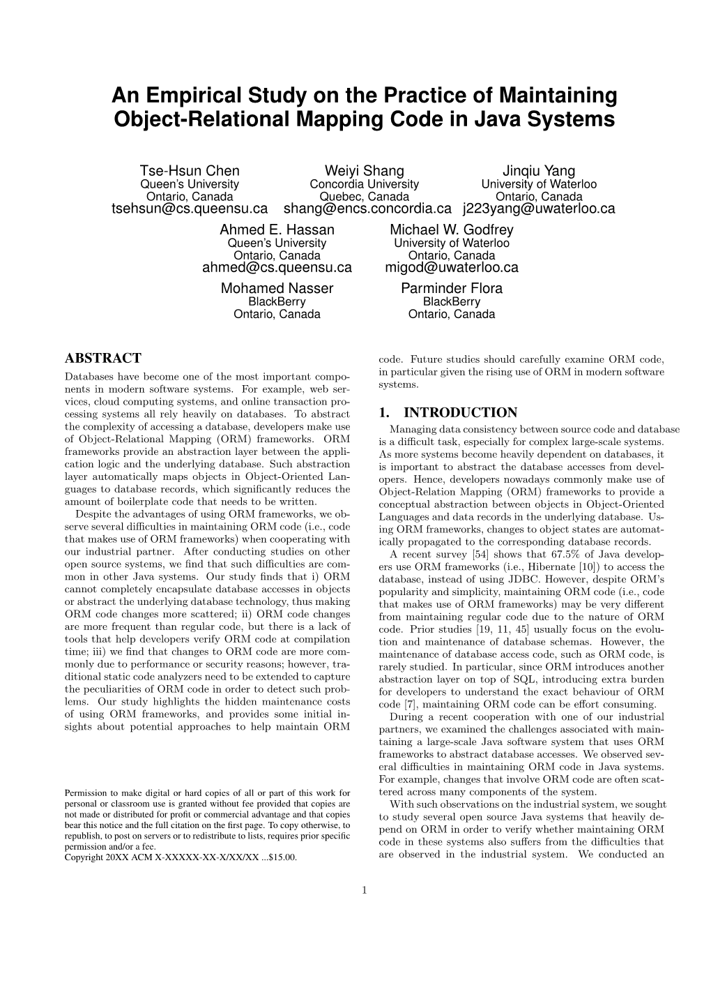 An Empirical Study on the Practice of Maintaining Object-Relational Mapping Code in Java Systems