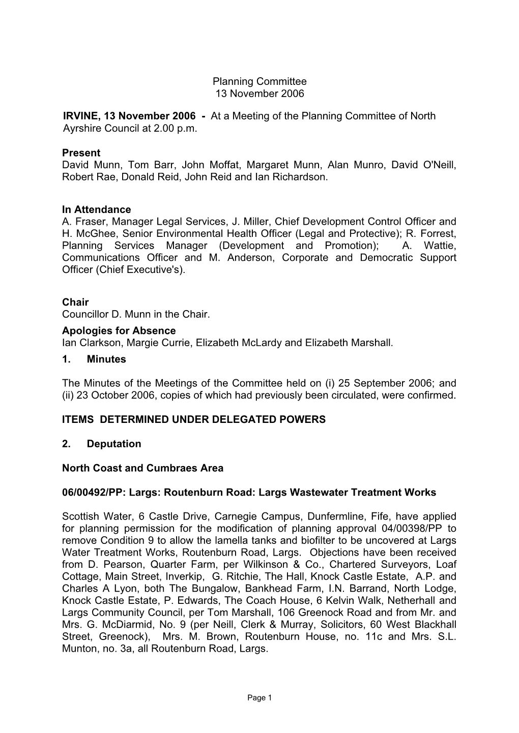 Planning Committee 13 November 2006