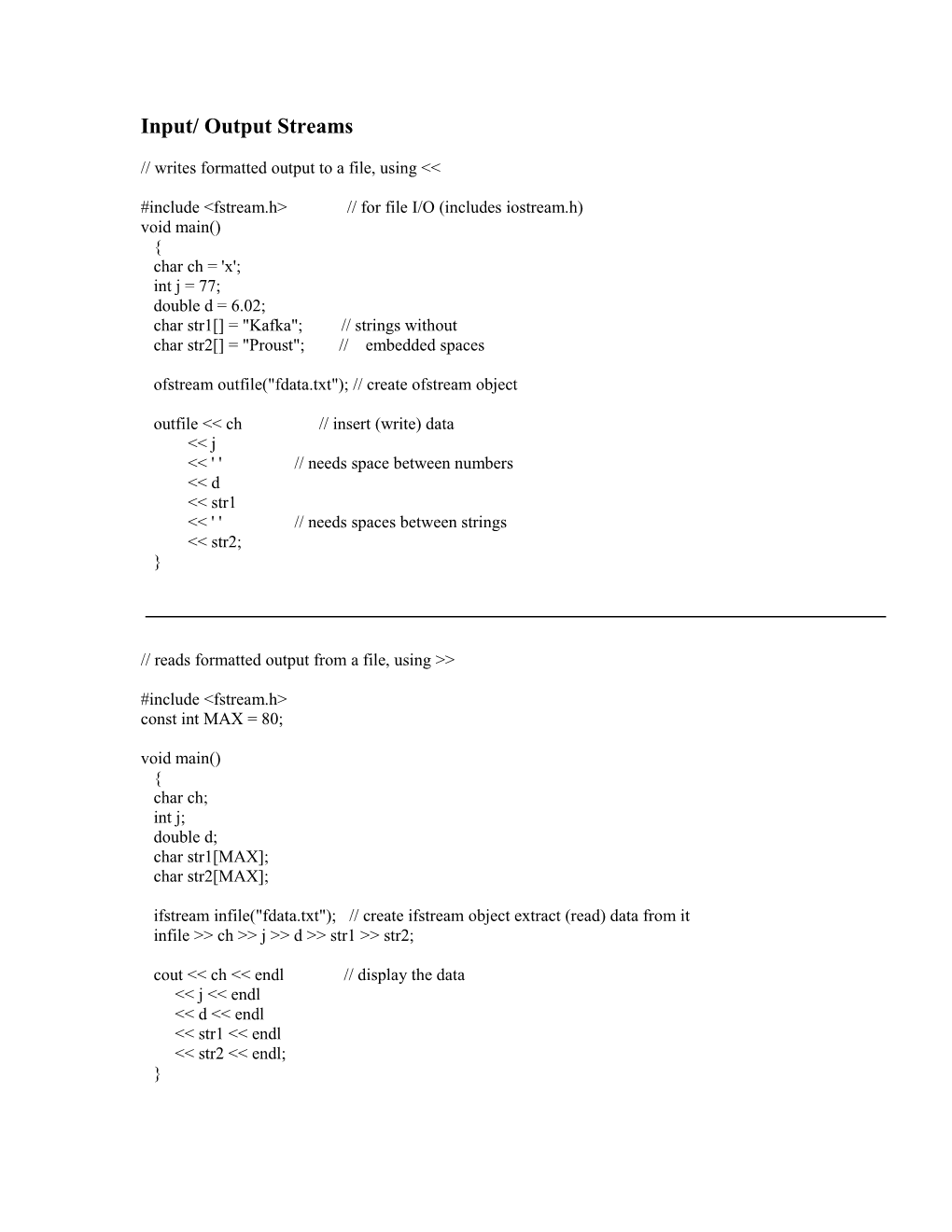 Input/ Output Streams