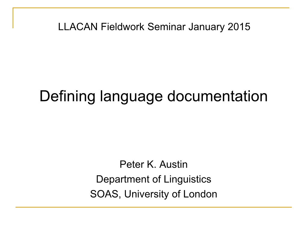 Language Documentation