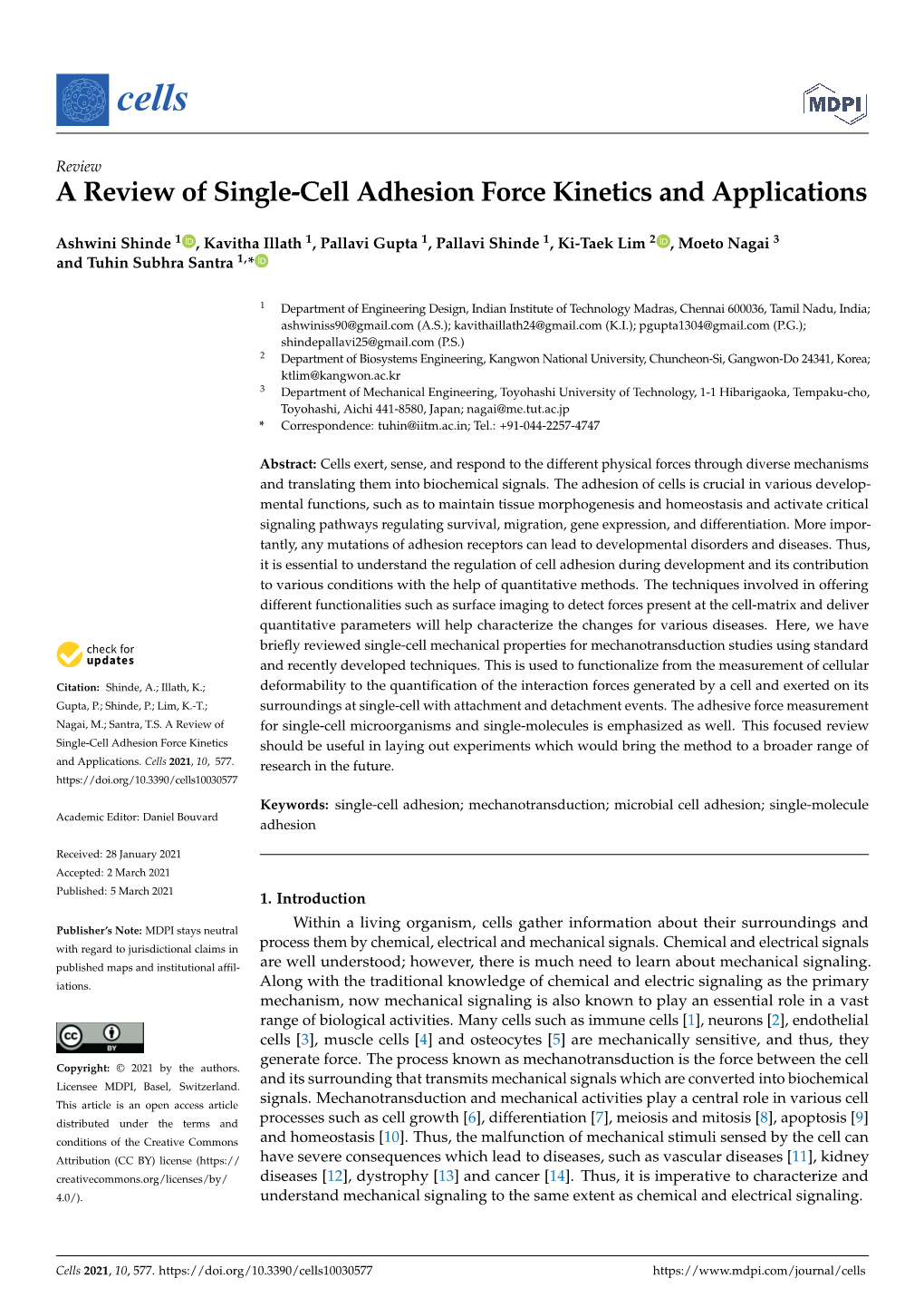 A Review of Single-Cell Adhesion Force Kinetics and Applications