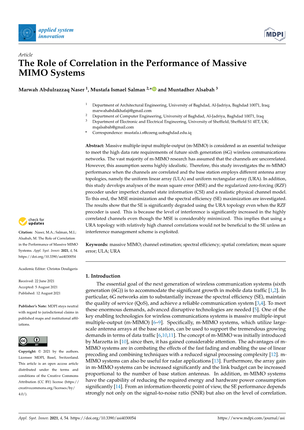 The Role of Correlation in the Performance of Massive MIMO Systems