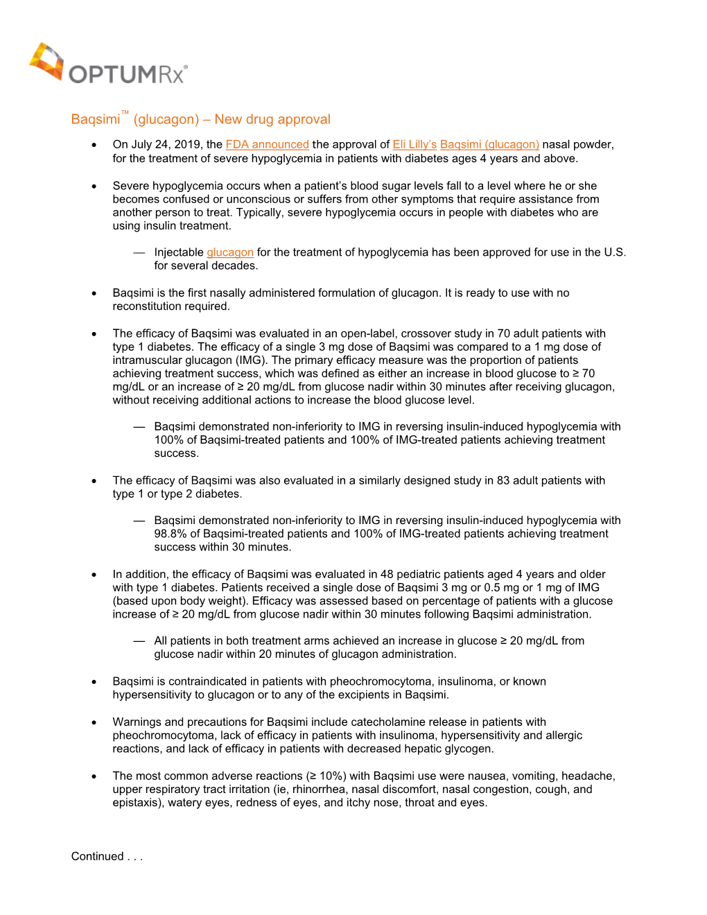 (Glucagon) – New Drug Approval