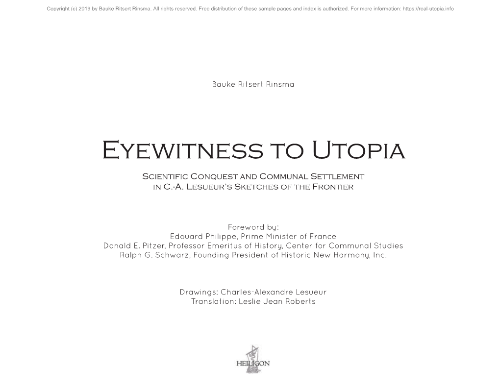 Eyewitness to Utopia Scientific Conquest and Communal Settlement in C.-A