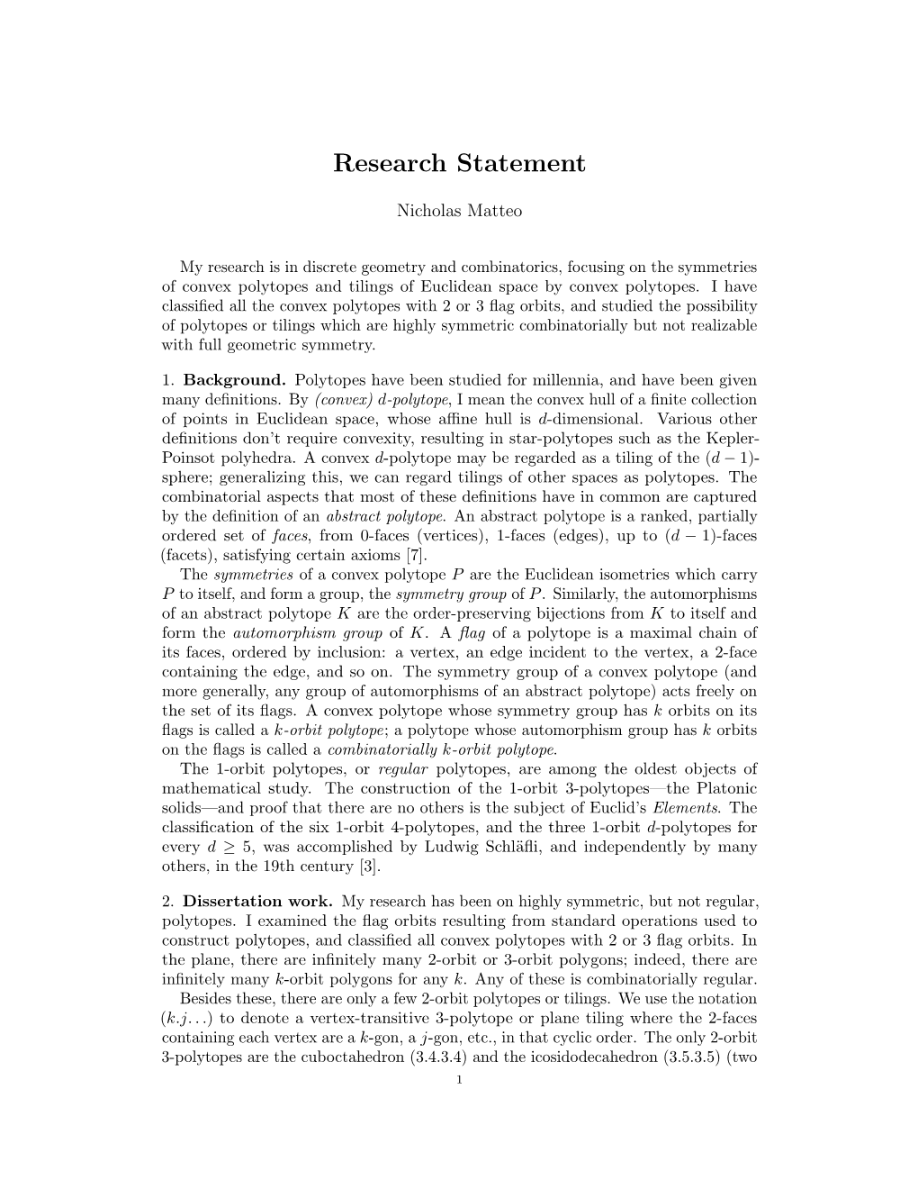 Research Statement