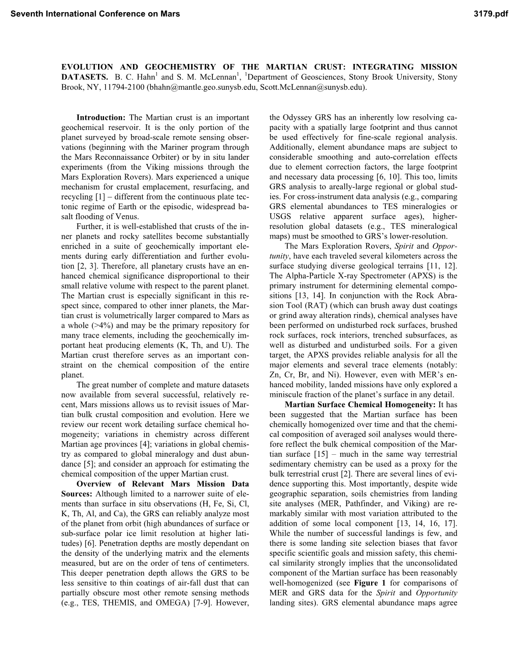 Evolution and Geochemistry of the Martian Crust: Integrating Mission Datasets