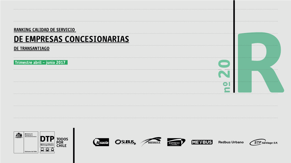 Ranking Calidad De Servicio De Empresas Concesionarias De Transantiago