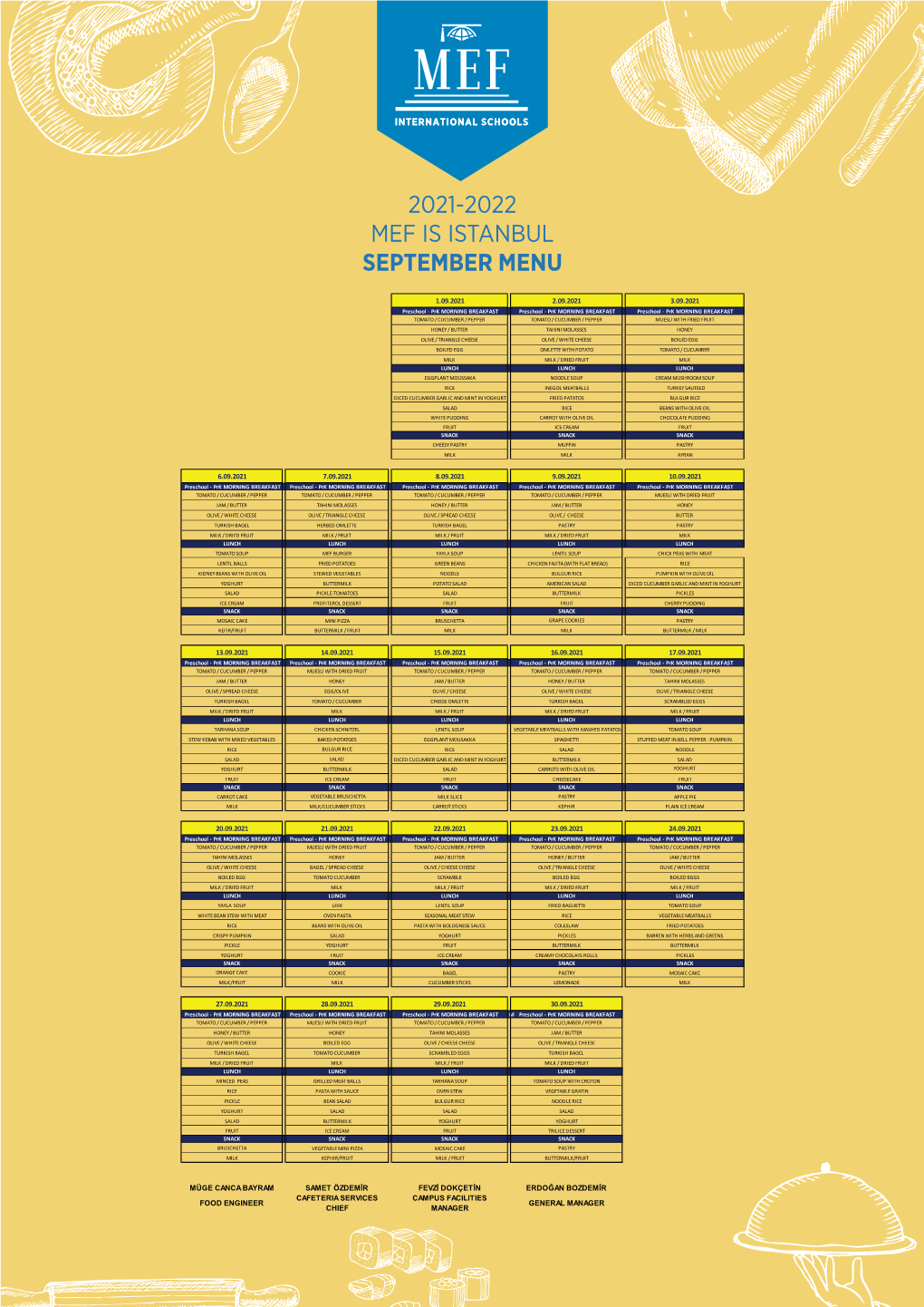 2020-2021 Mef Is Istanbul June Menu