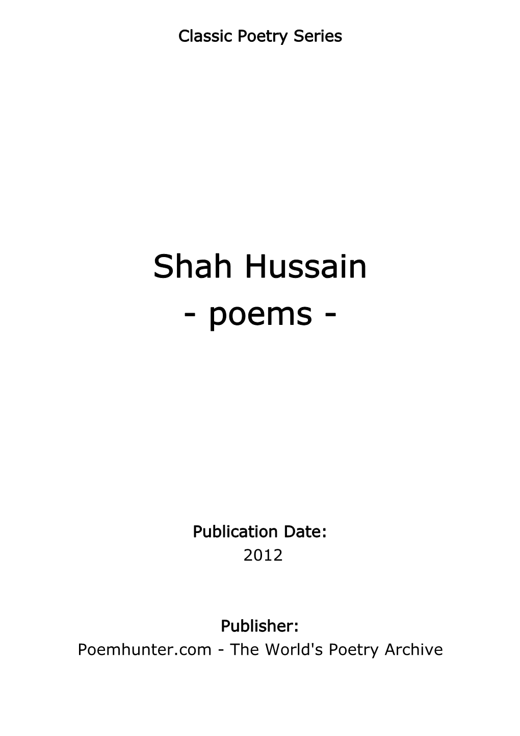 Shah Hussain - Poems