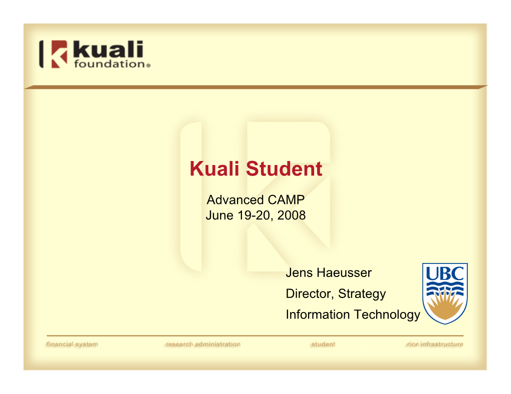 Kuali Student Advanced Camp