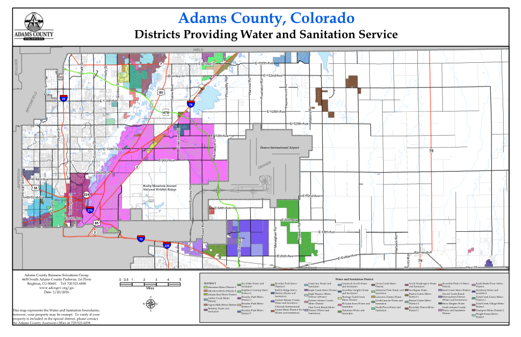 Adams County, Colorado Districts Providing Water and Sanitation Service