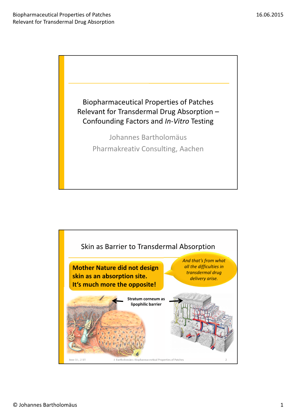 Biopharmaceutical Properties of Patches Relevant for Transdermal Drug Absorption – Confounding Factors and In‐Vitro Testing