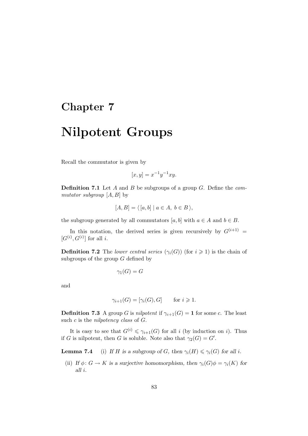 Nilpotent Groups