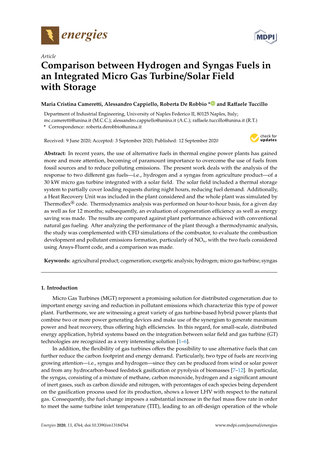 Comparison Between Hydrogen and Syngas Fuels in an Integrated Micro Gas Turbine/Solar Field with Storage