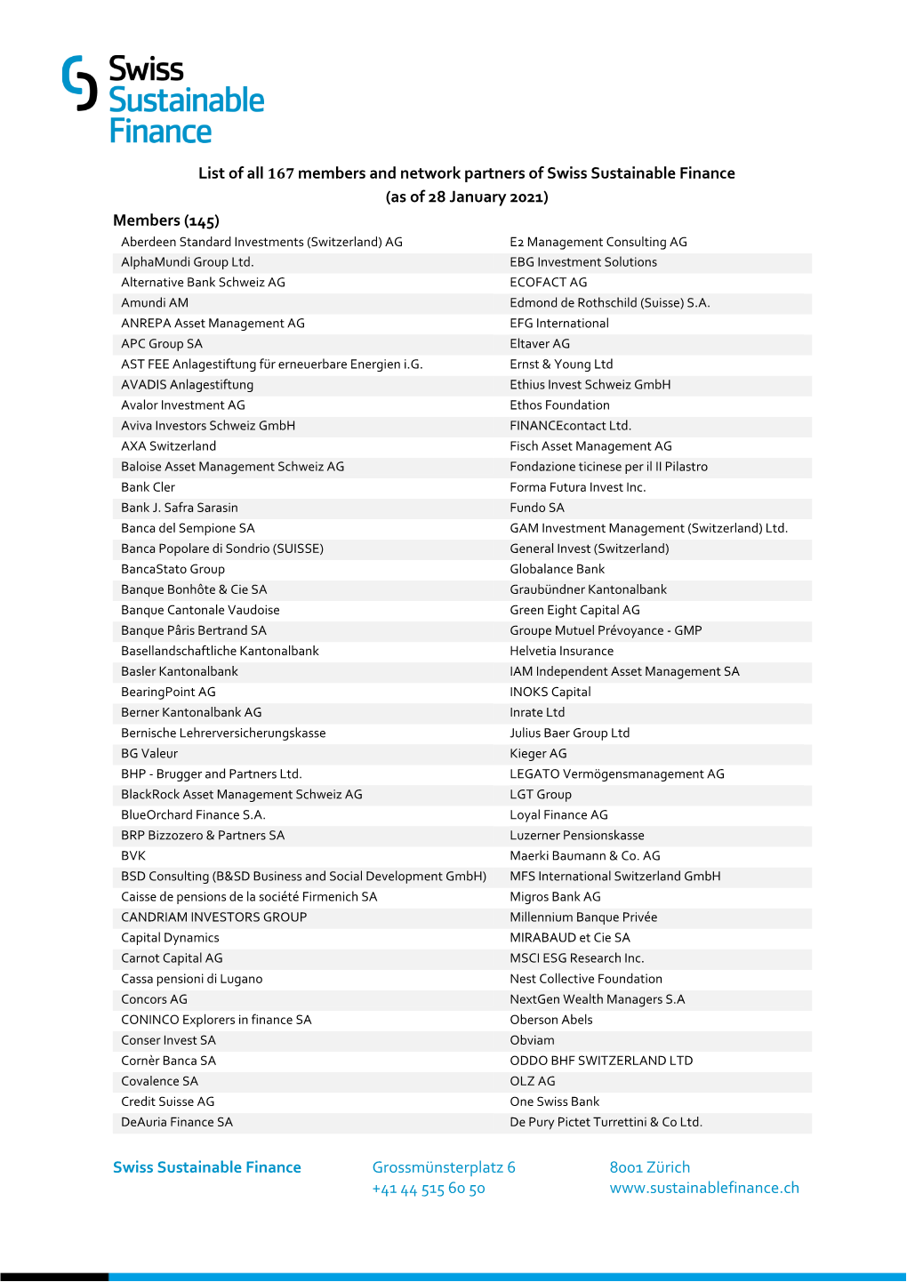 Swiss Sustainable Finance Grossmünsterplatz 6 8001 Zürich +41 44 515 60 50