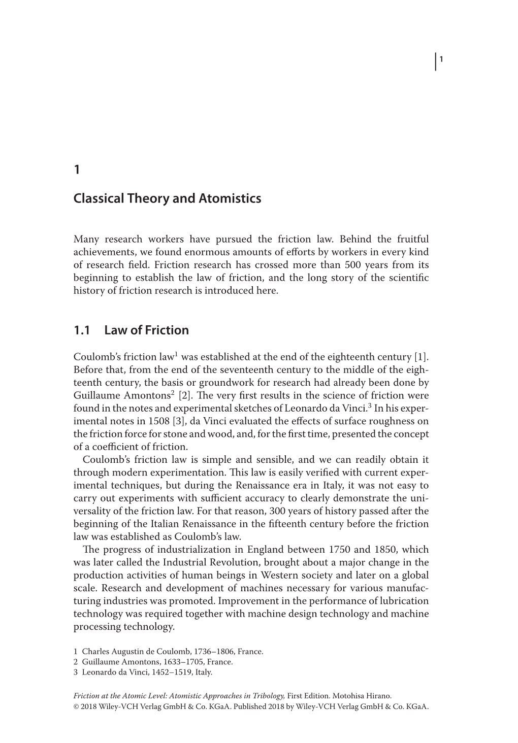 1 Classical Theory and Atomistics