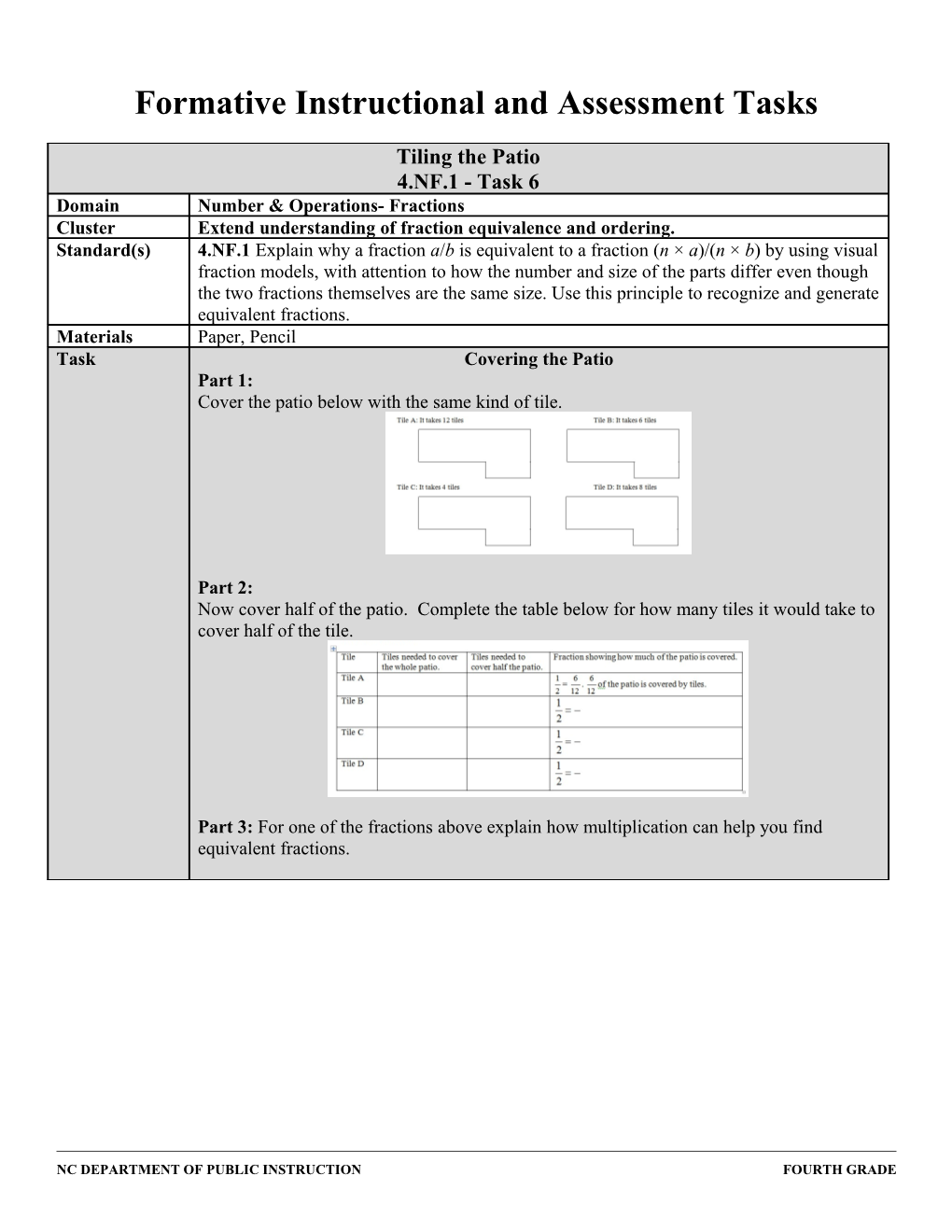 Formative Instructional and Assessment Tasks s11