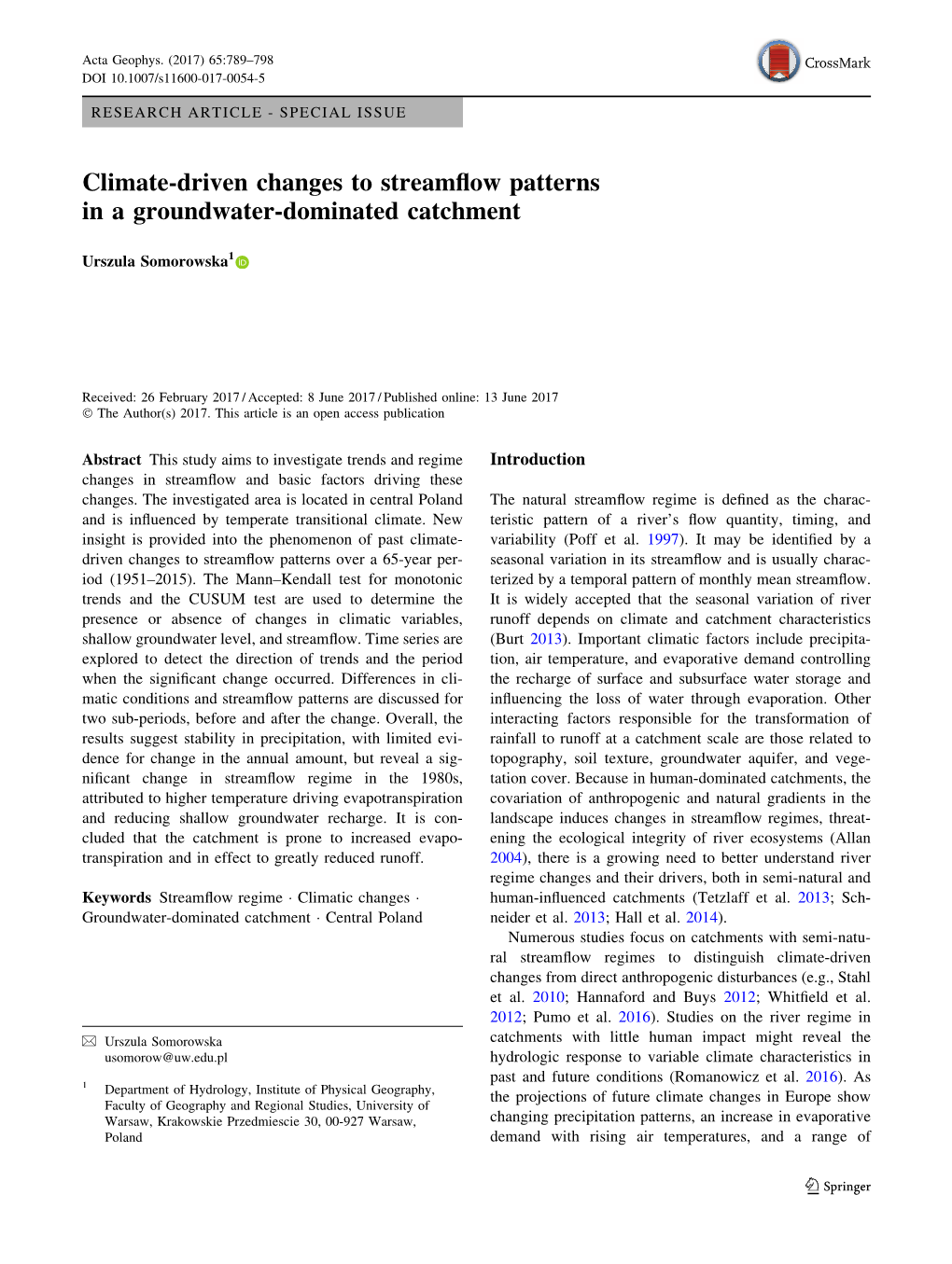 Climate-Driven Changes to Streamflow Patterns in a Groundwater