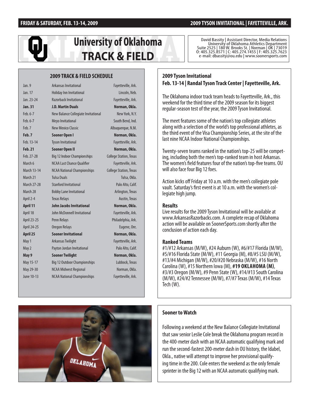 University of Oklahoma TRACK & FIELD