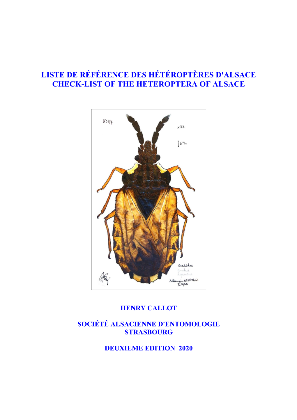 Liste De Reference Des Heteropteres D'alsace