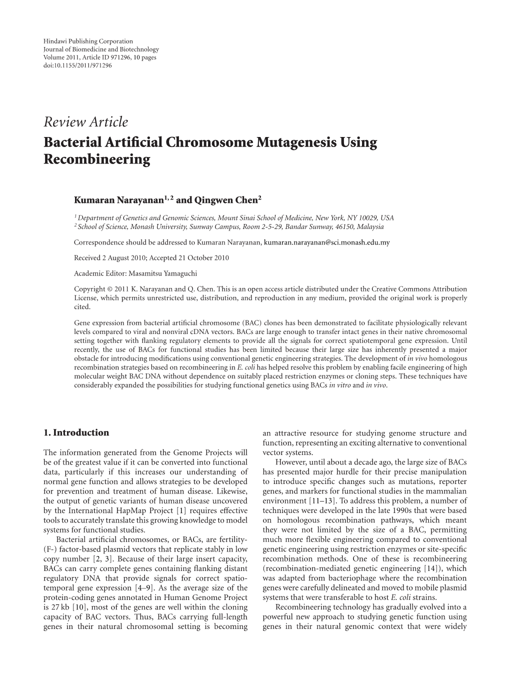 Bacterial Artificial Chromosome Mutagenesis Using Recombineering