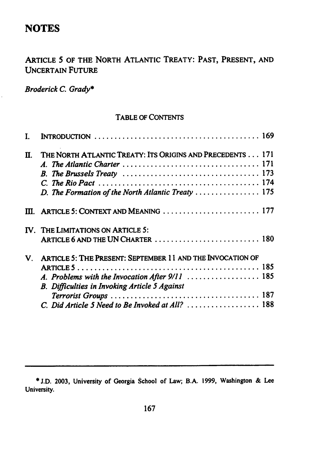 Article 5 of the North Atlantic Treaty: Past, Present, and Uncertain Future