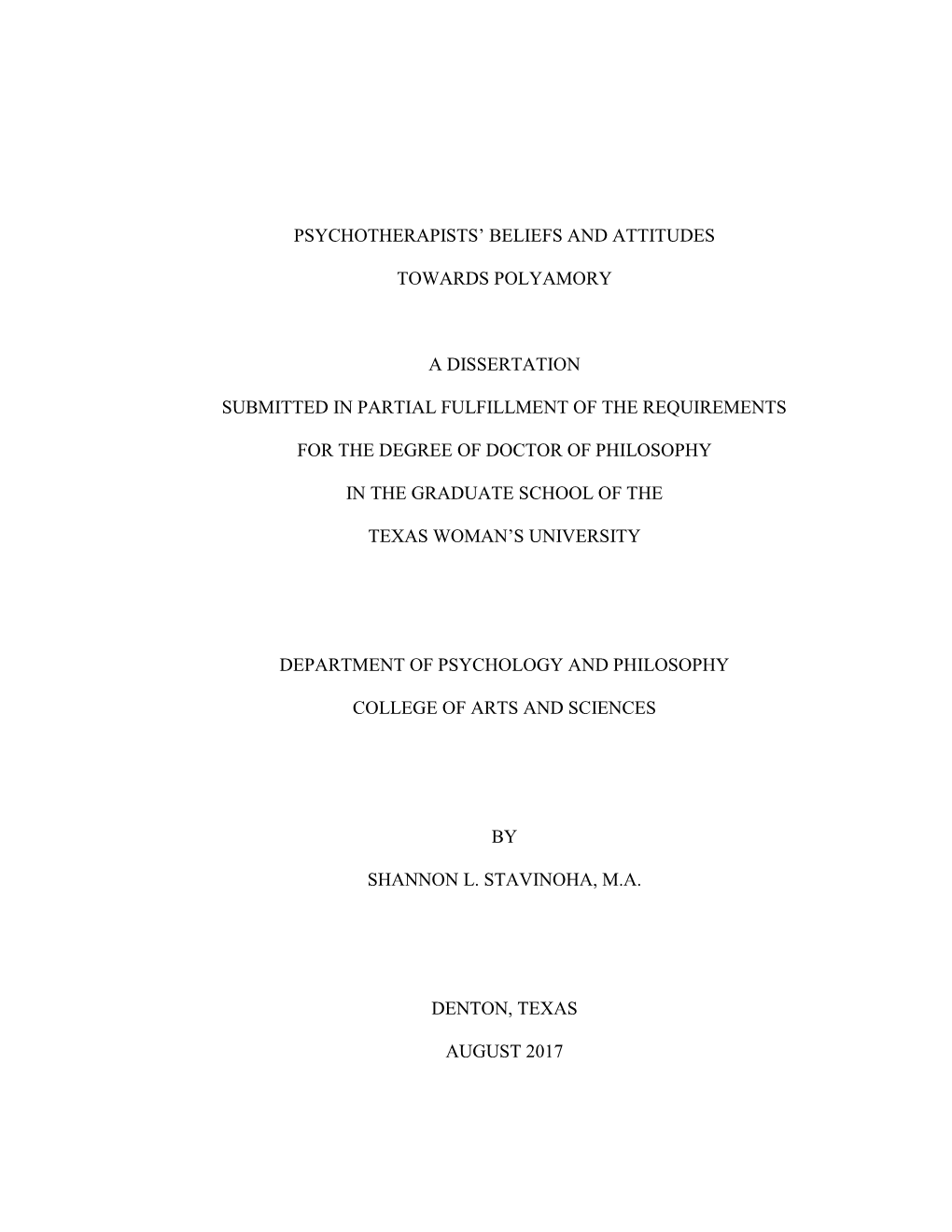 Psychotherapists' Beliefs and Attitudes Towards