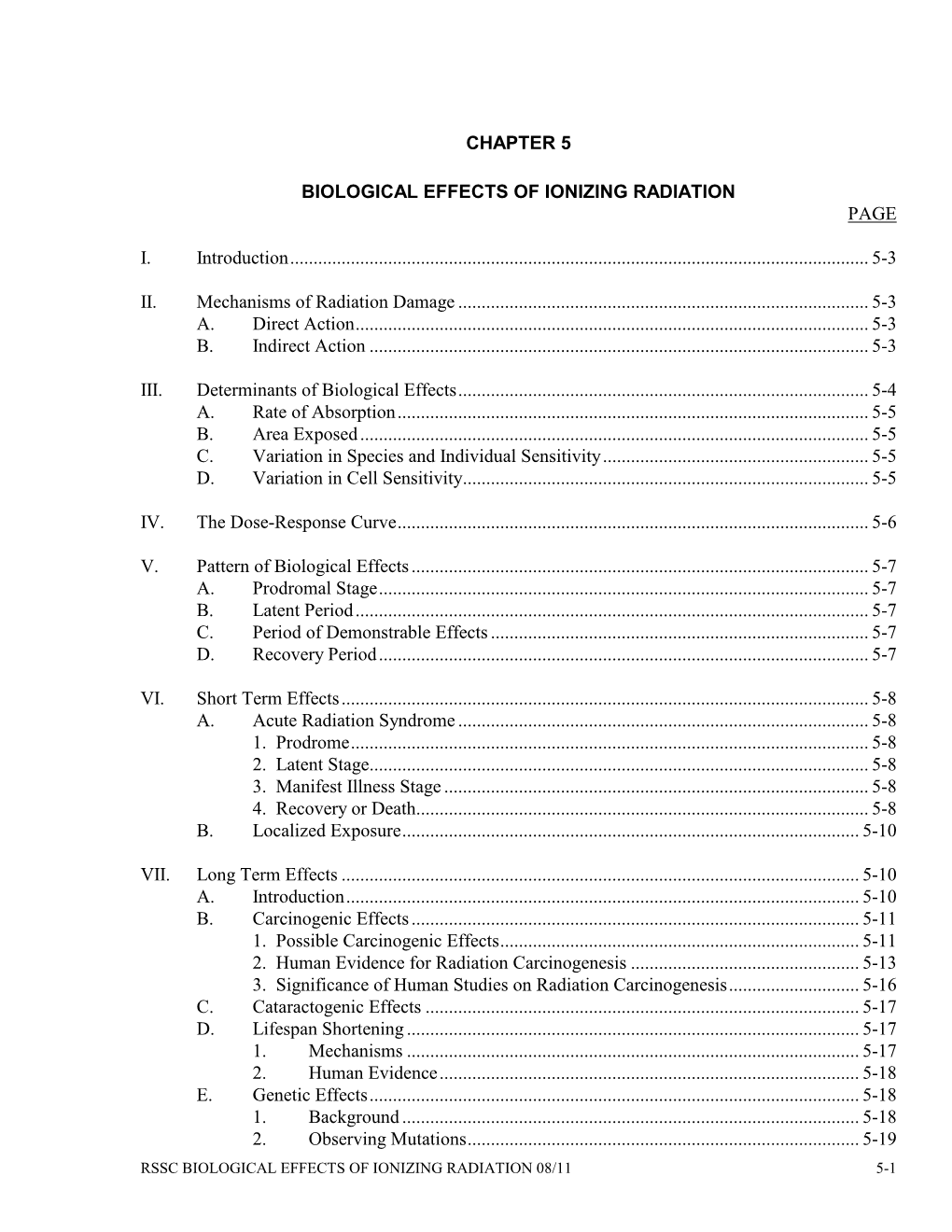 Chapter 5 Biological Effects of Ionizing Radiation Page I