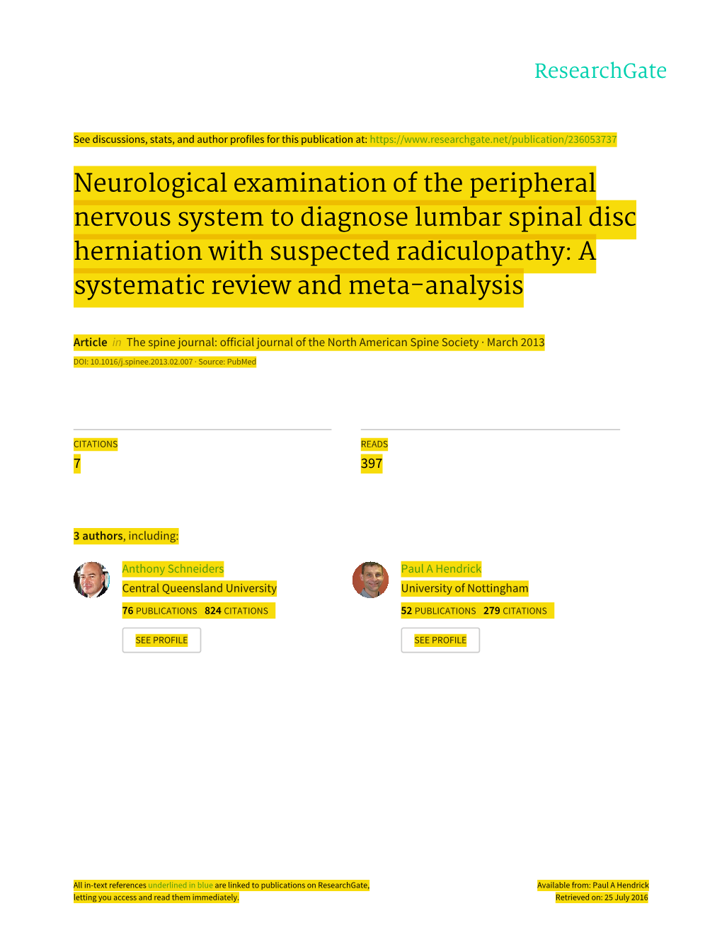 Neurological Examination of the Peripheral Nervous