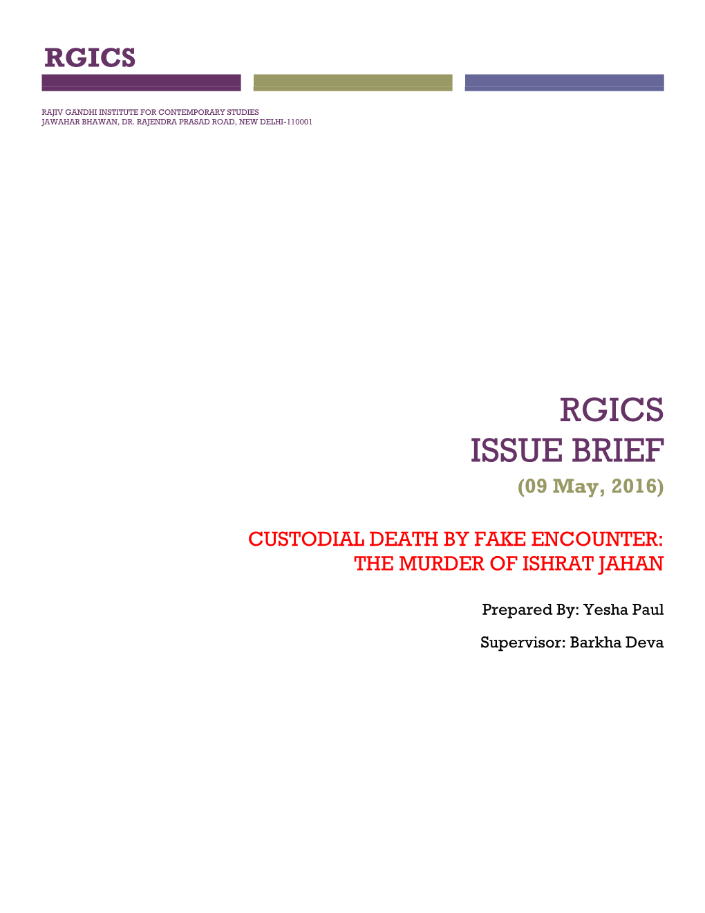 RGICS ISSUE BRIEF (09 May, 2016)