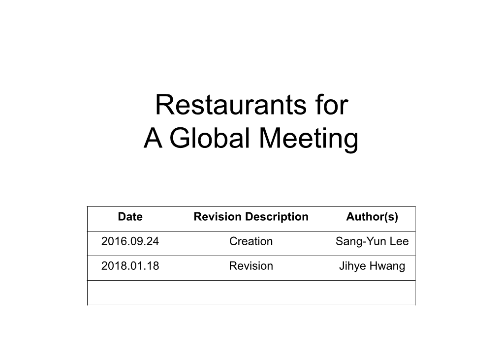 Restaurants for a Global Meeting