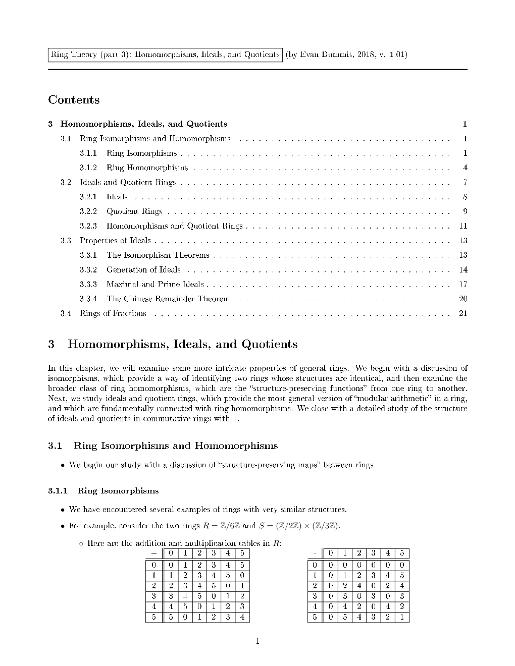 Contents 3 Homomorphisms, Ideals, and Quotients