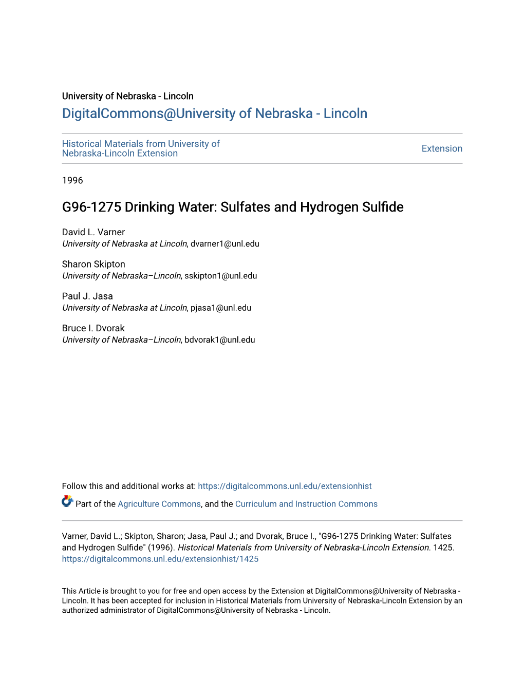 Sulfates and Hydrogen Sulfide