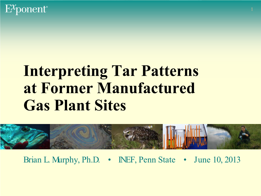 Interpreting Tar Patterns at Former Manufactured Gas Plant Sites