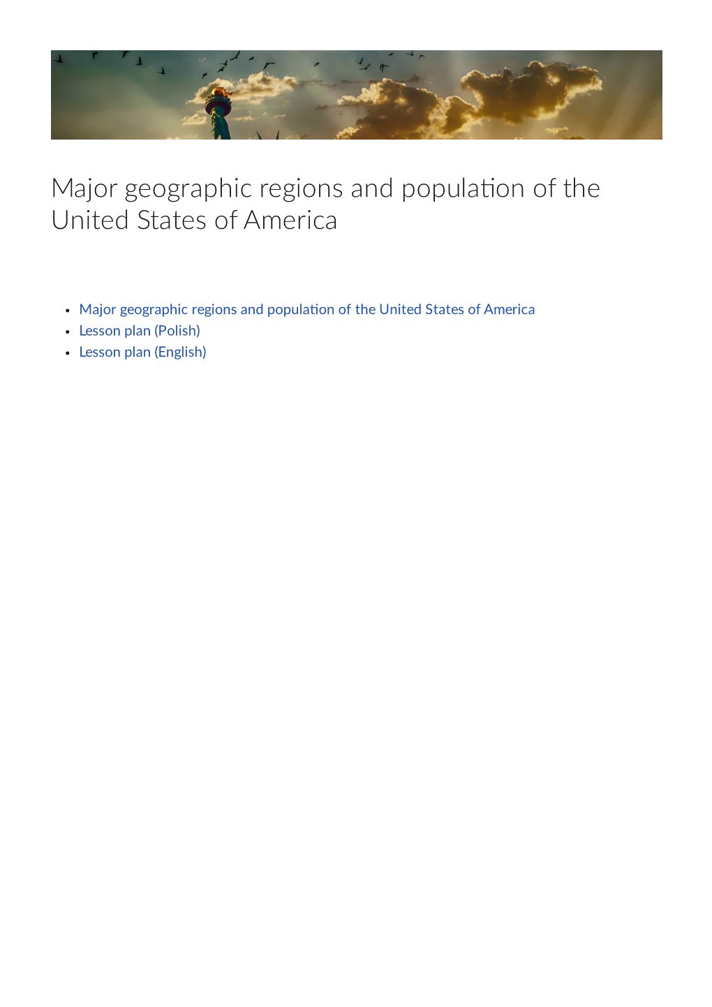 Major Geographic Regions and Popula on of the United States of America