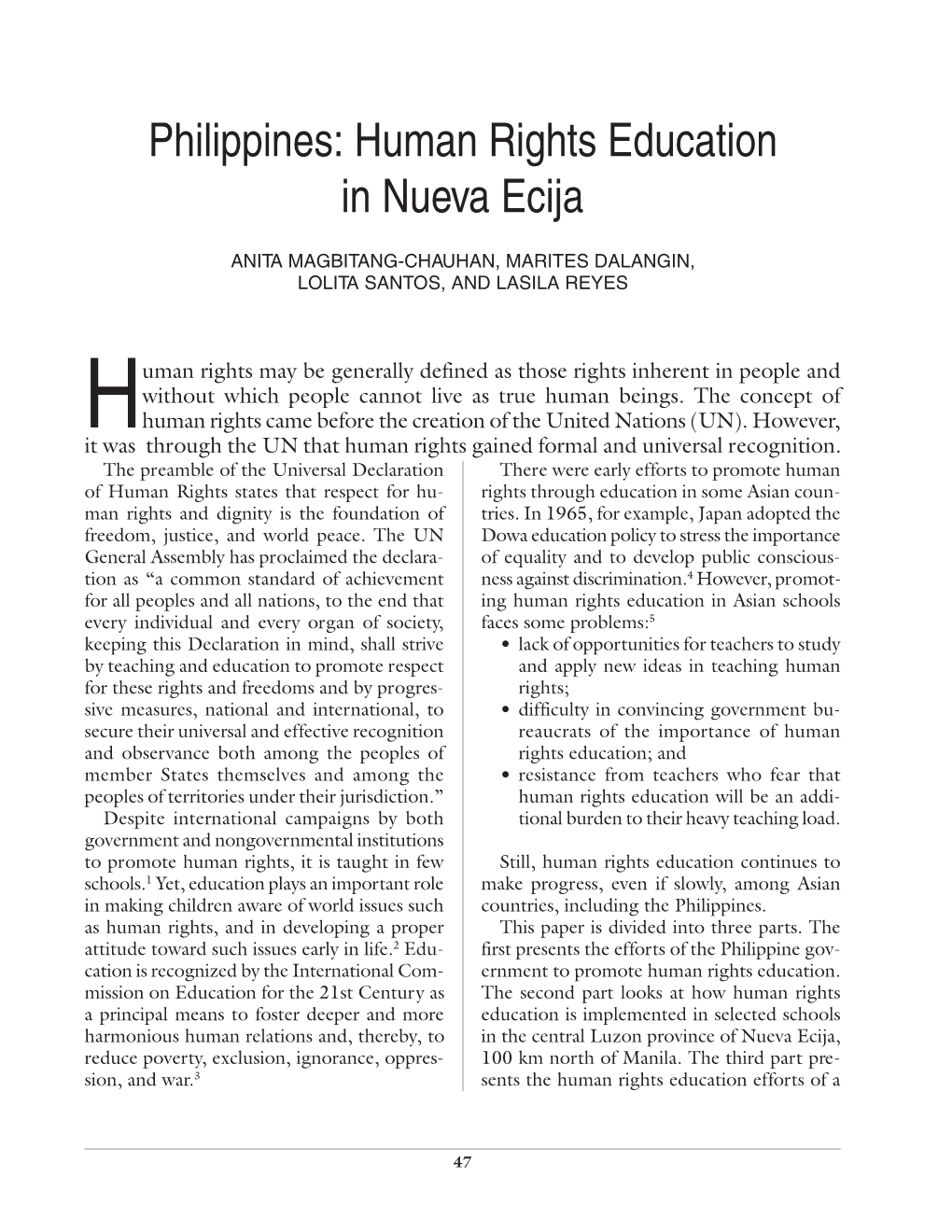 Philippines: Human Rights Education in Nueva Ecija