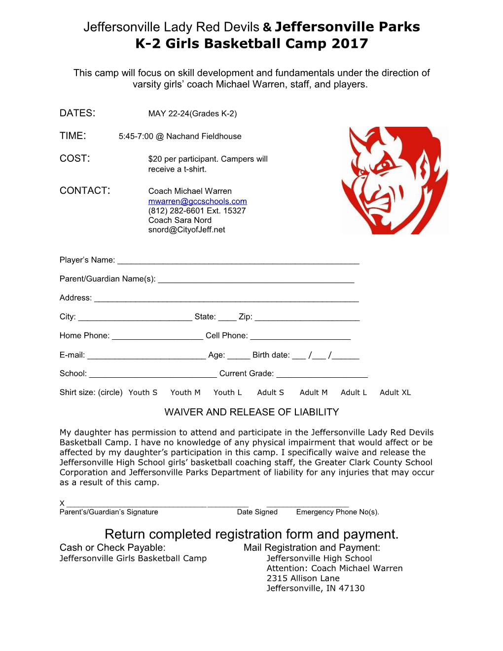 Boys Registration Form