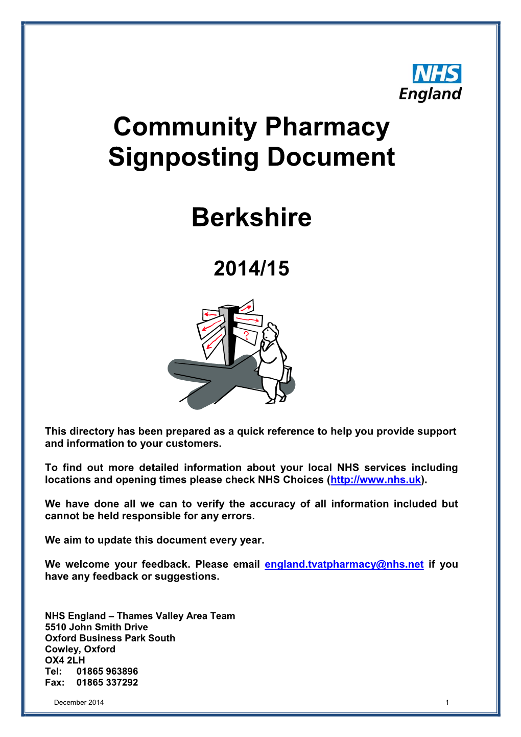 Community Pharmacy Signposting Document Berkshire