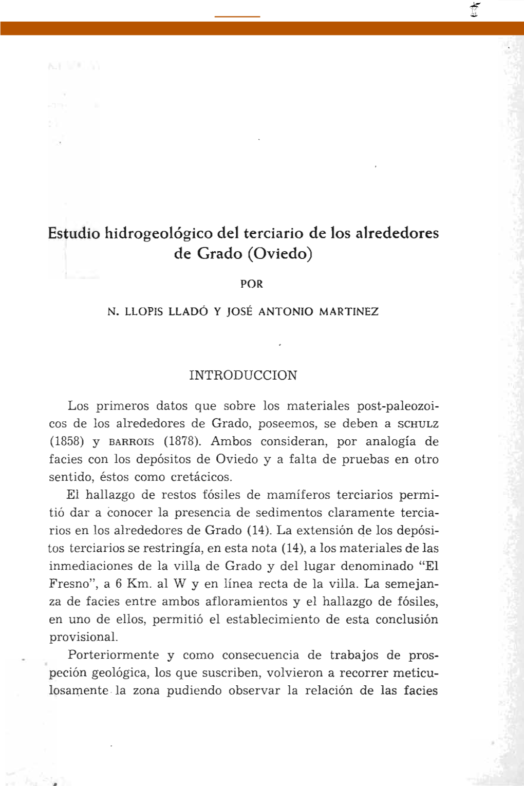 Estudio Hidrogeológico Del Terciario De Los Alrededores De Grado (Oviedo)