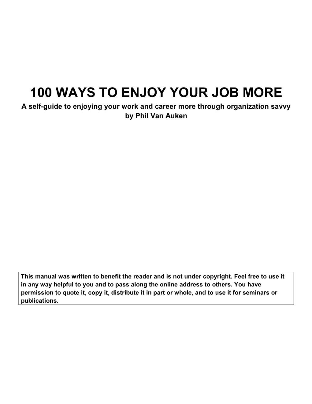 100 Ways to Enjoy Your Job More