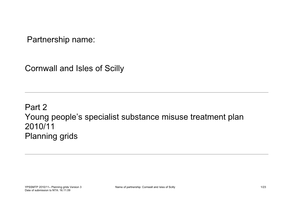 Adult Drug Treatment Plan 2006/07 Part 3: Planning Grids