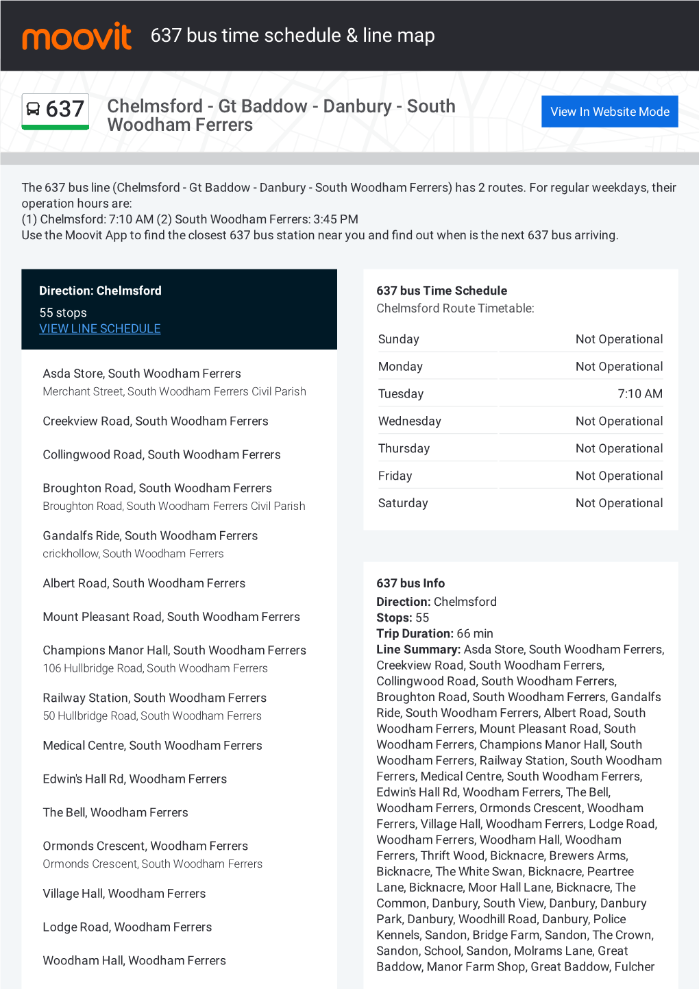 637 Bus Time Schedule & Line Route