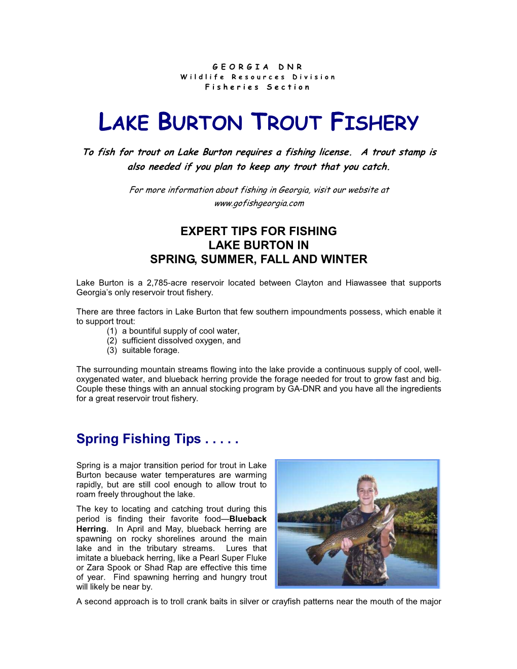 Lake Burton Trout Fishery