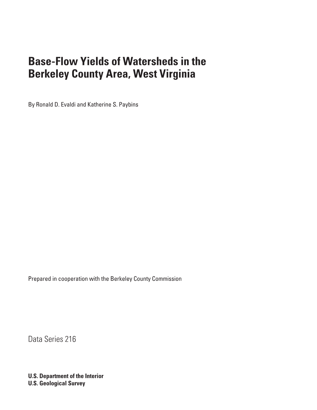 Base-Flow Yields of Watersheds in the Berkeley County Area, West Virginia