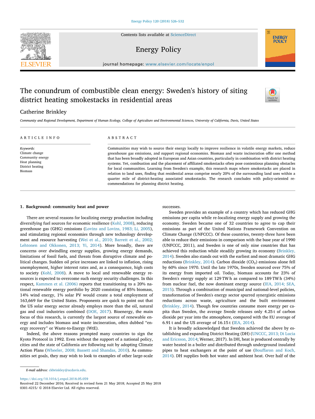 Energy Policy 120 (2018) 526–532