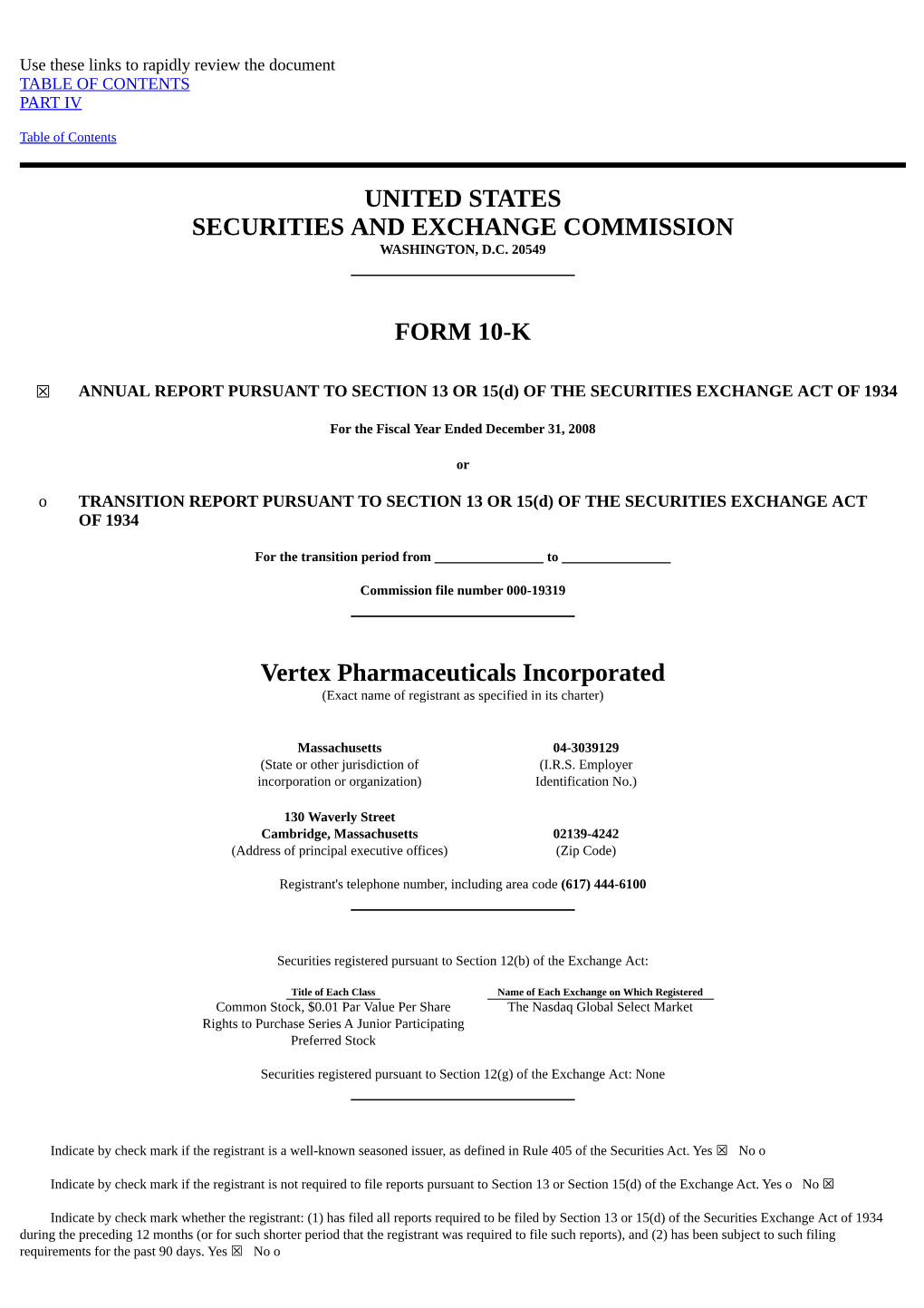 United States Securities and Exchange Commission Form